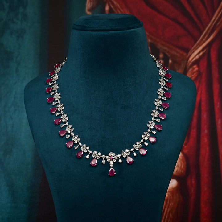 CZ Ruby Necklace Set