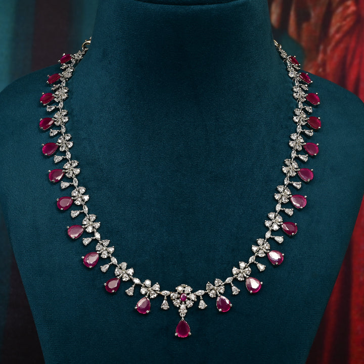 CZ Ruby Necklace Set