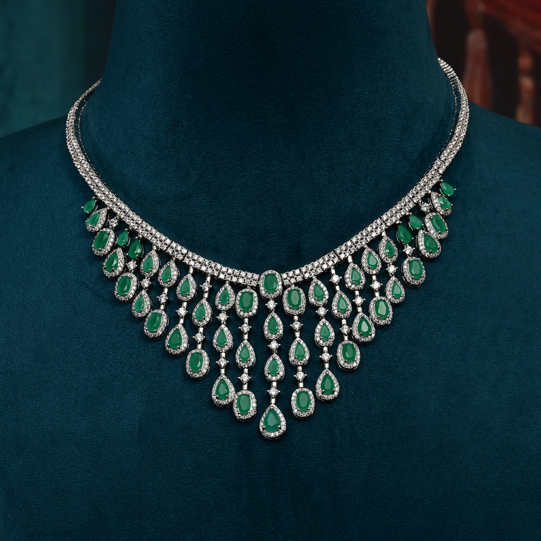 CZ Emerald Necklace Set