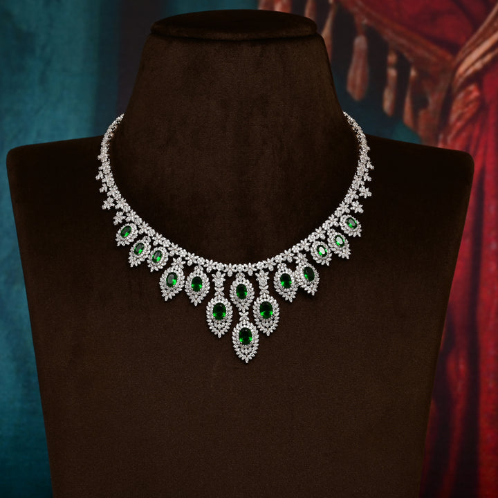 CZ Emerald Necklace Set