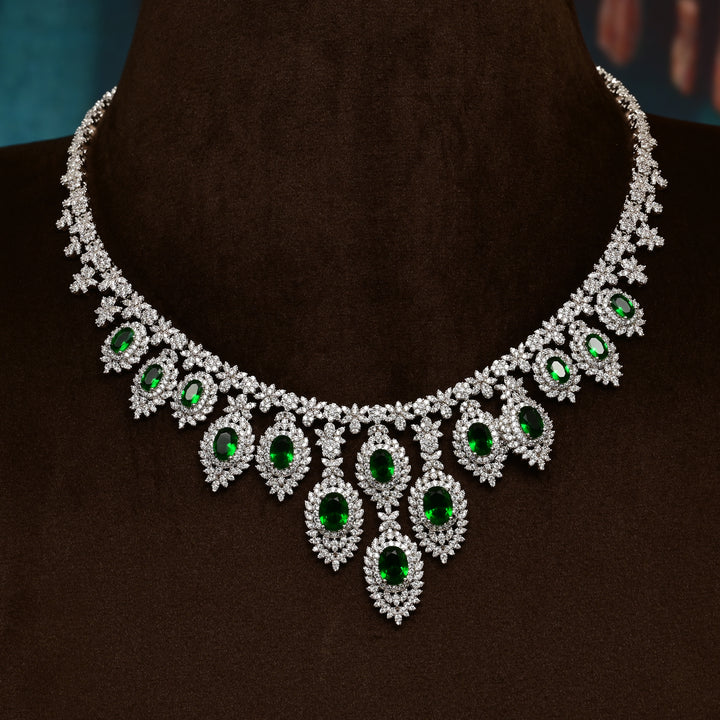 CZ Emerald Necklace Set