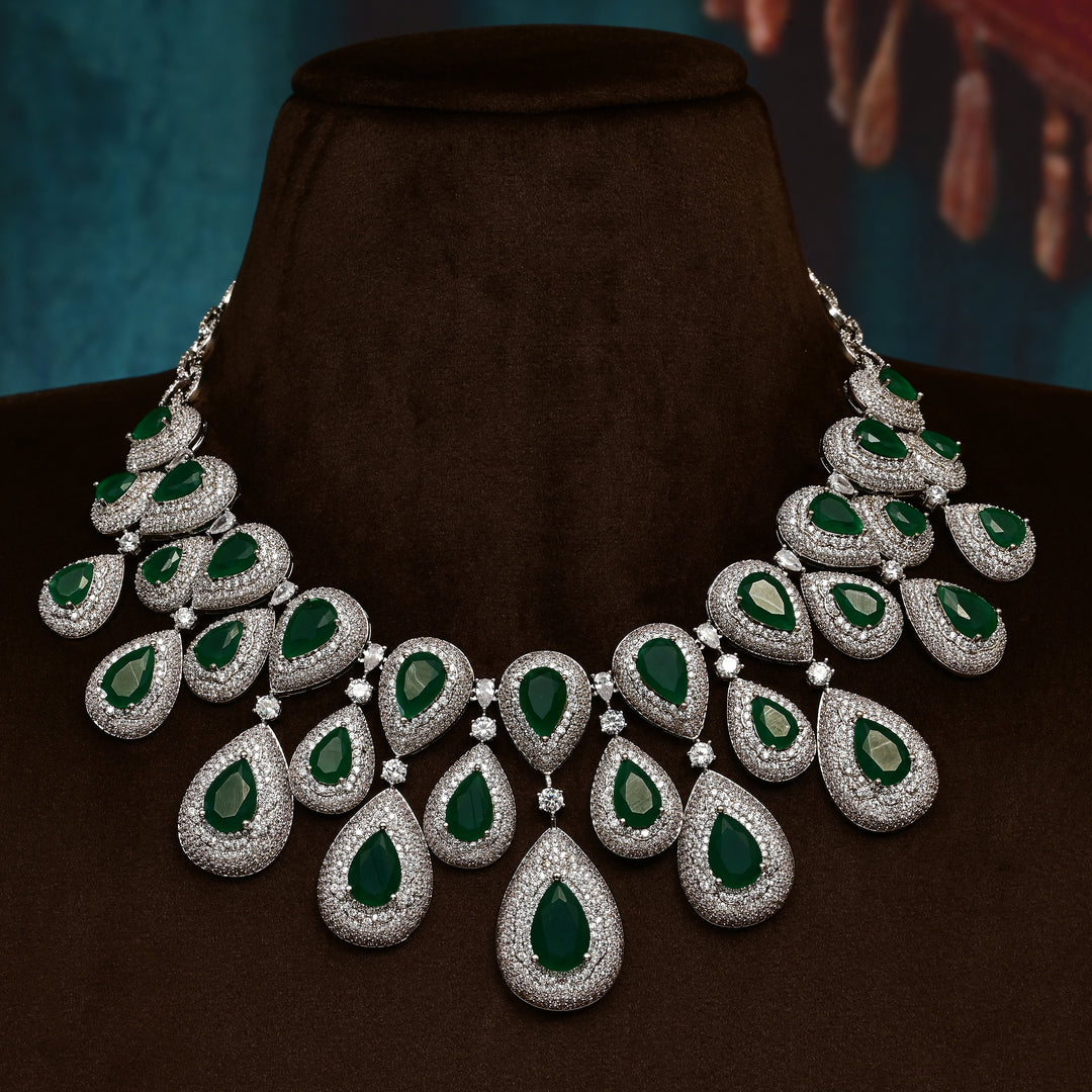 CZ Emerald Necklace Set