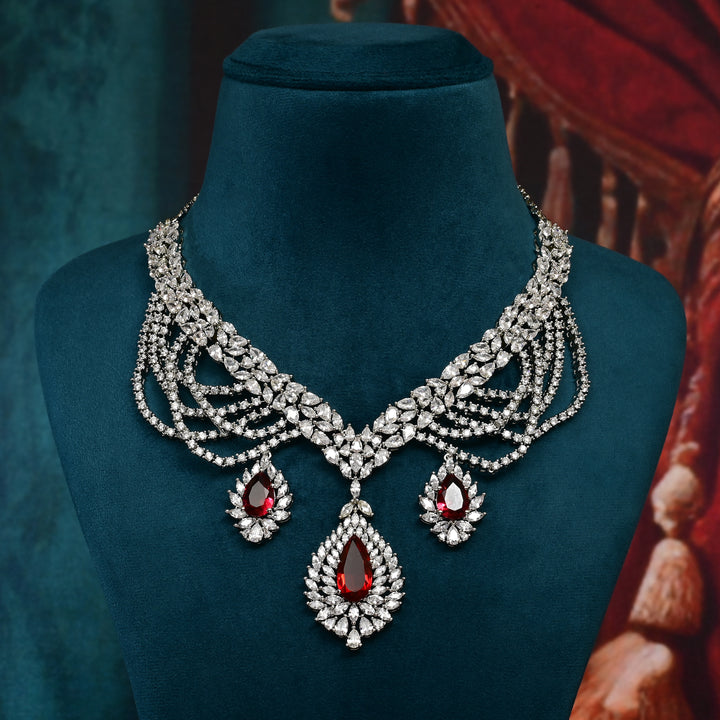 CZ Ruby Exclusive Necklace Set
