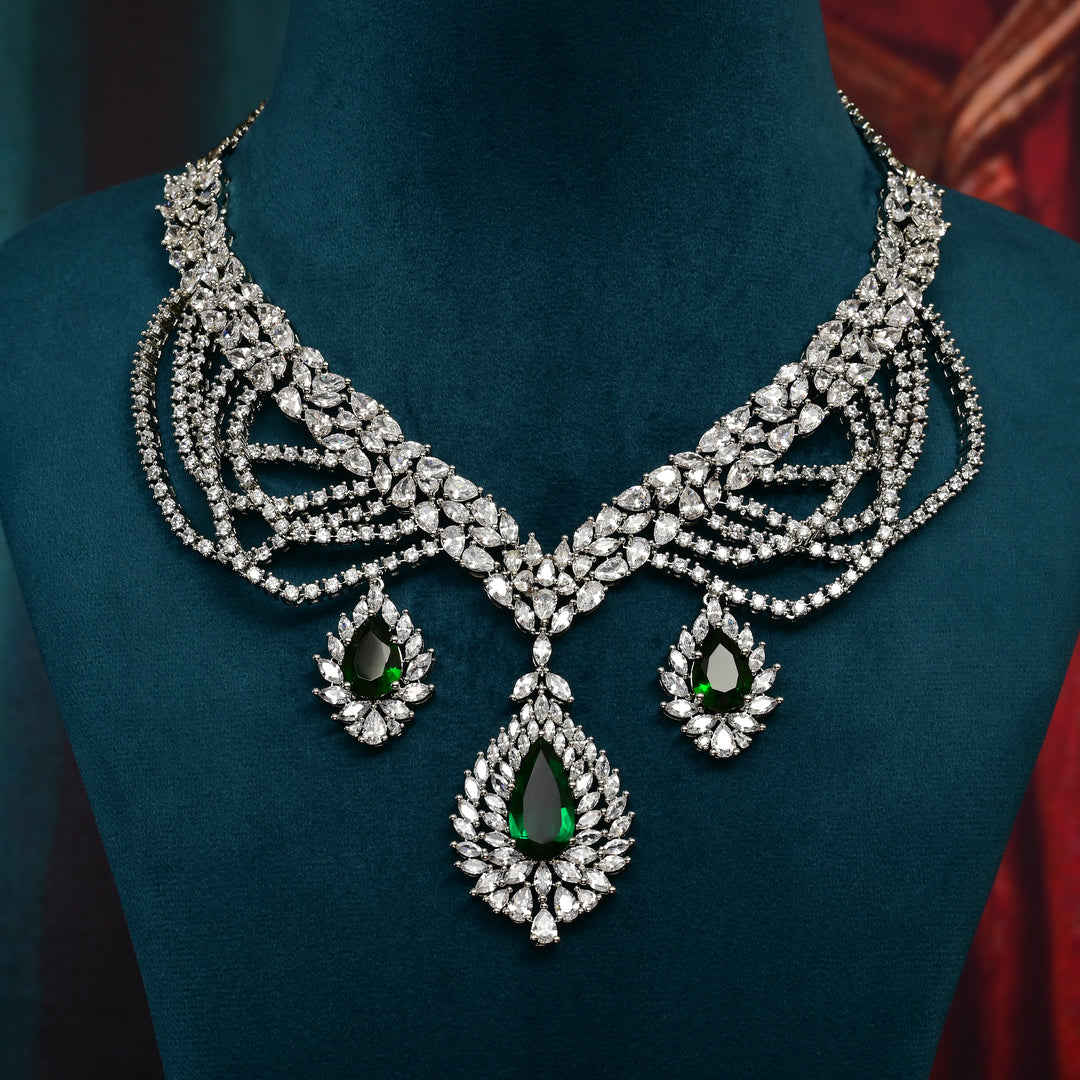 CZ Emerald Necklace Set
