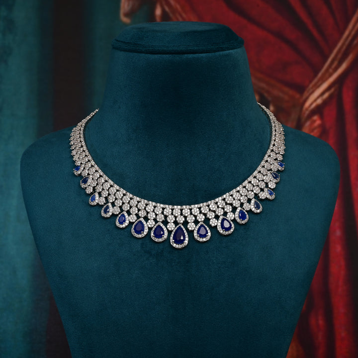 CZ Sapphire Necklace Set