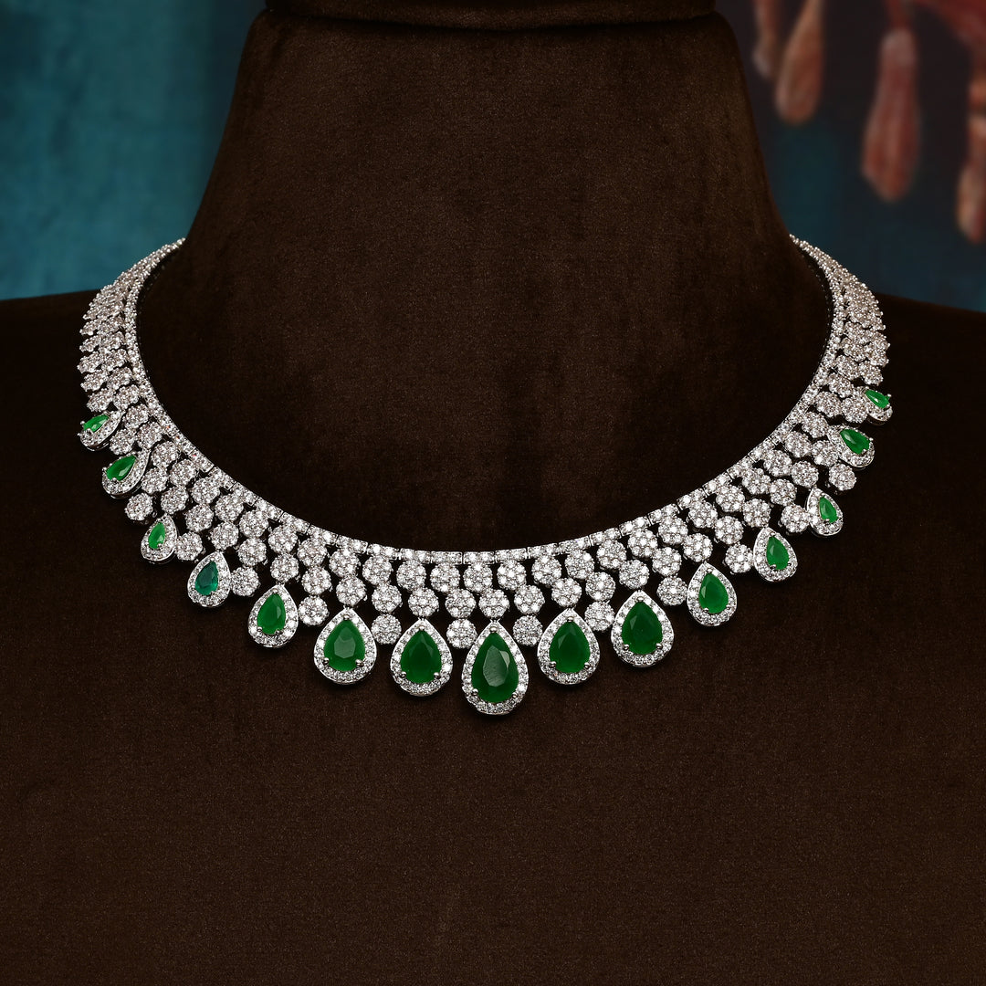 CZ Emerald Necklace Set