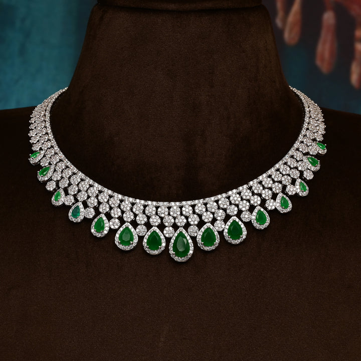 CZ Emerald Necklace Set