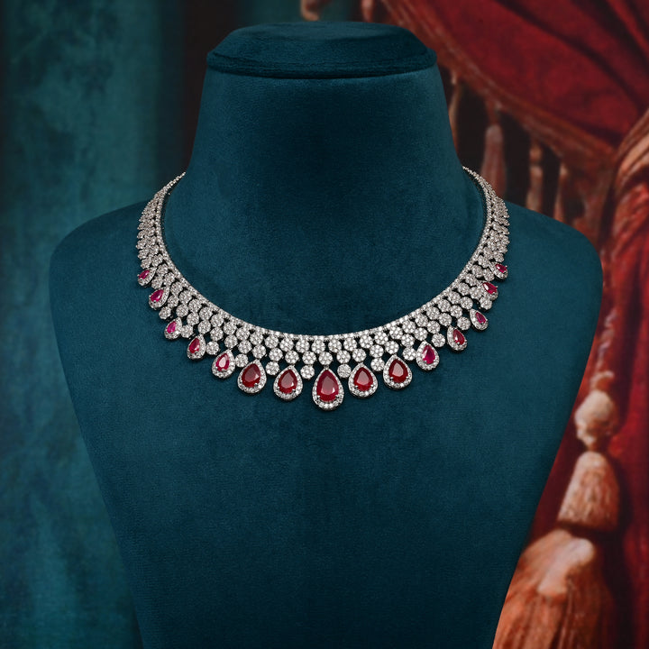 CZ Ruby Necklace Set