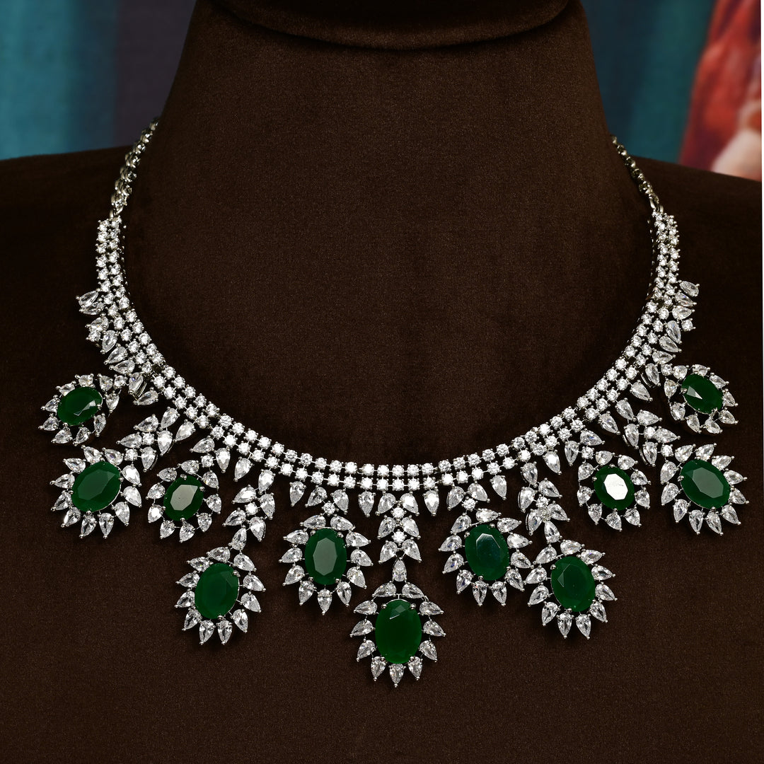 CZ Emerald Necklace Set