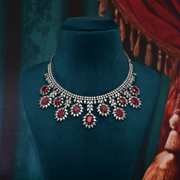 CZ Ruby Necklace Set