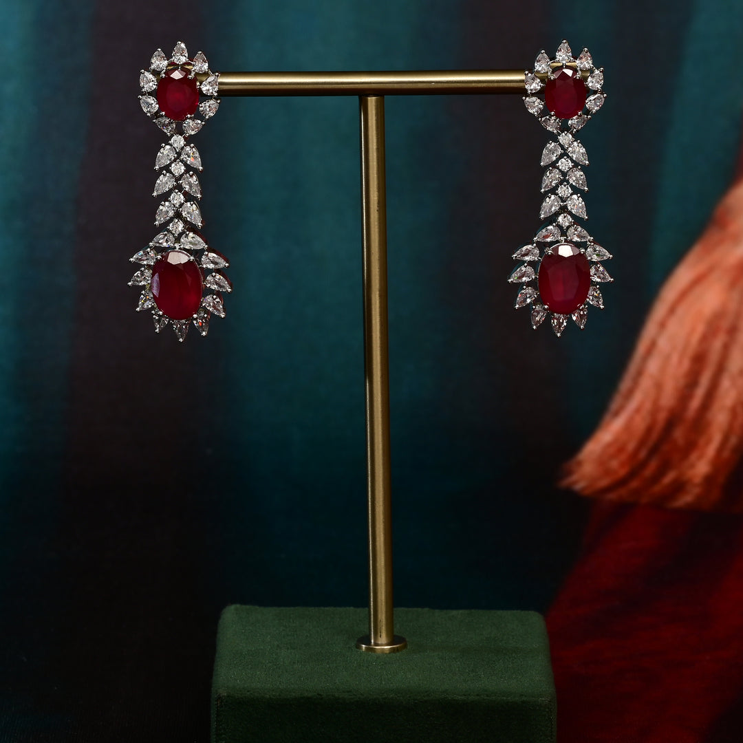 CZ Ruby Necklace Set