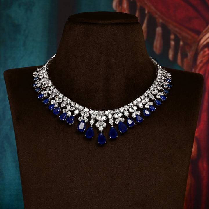 CZ Sapphire Necklace Set