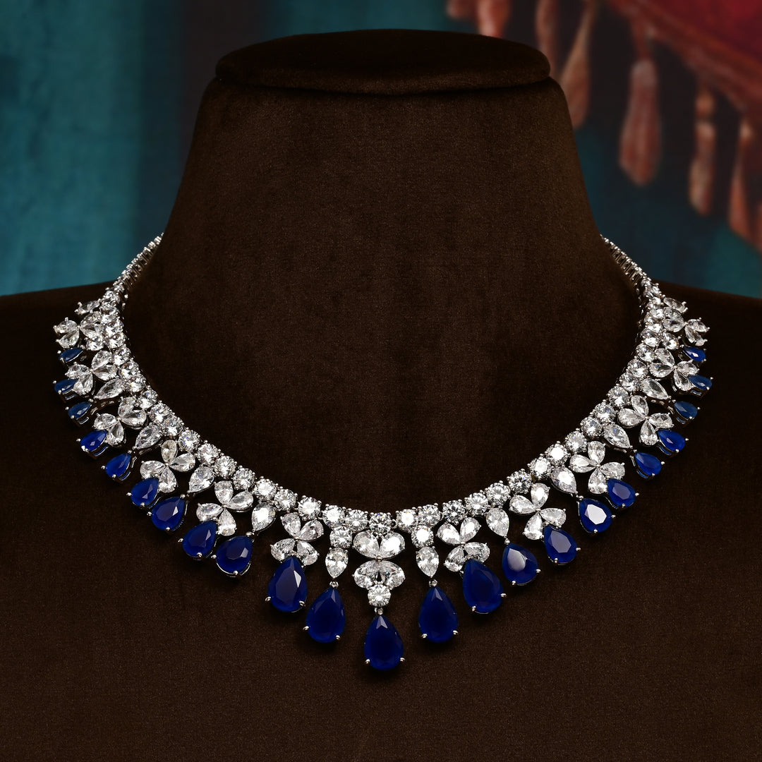 CZ Sapphire Necklace Set