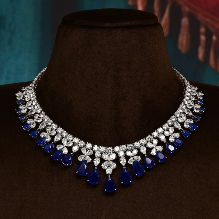 CZ Sapphire Necklace Set