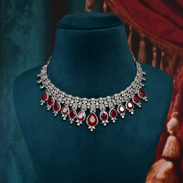 CZ Ruby Necklace Set