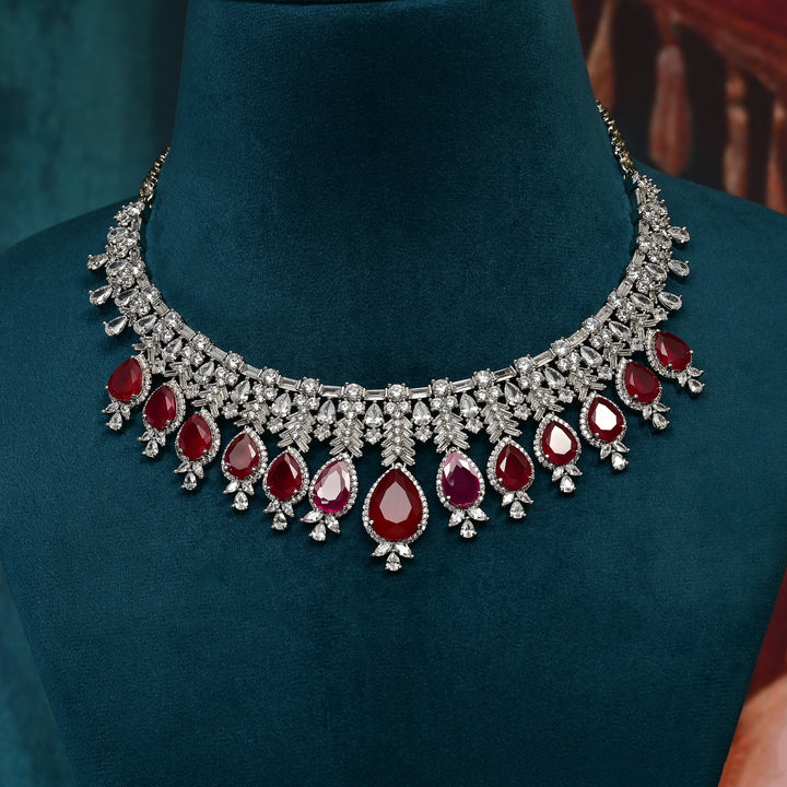 CZ Ruby Necklace Set