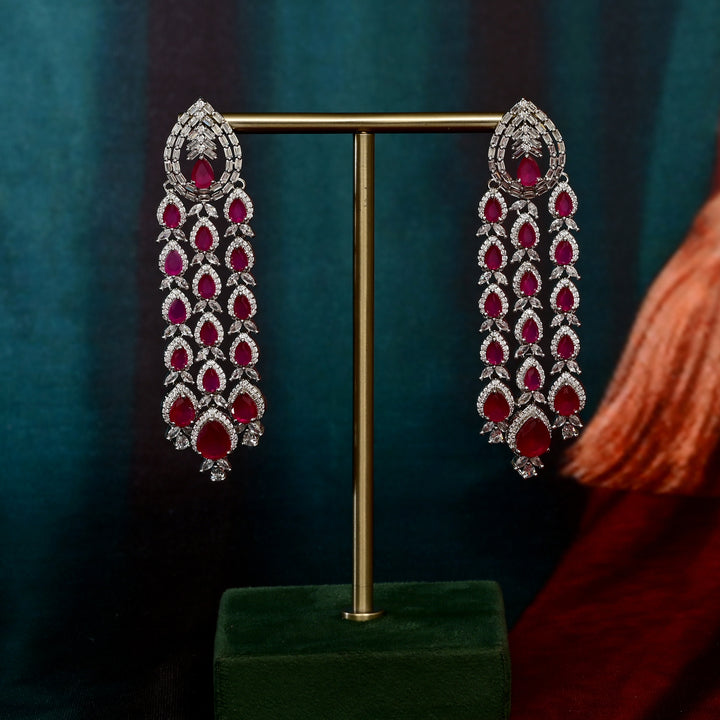 CZ Ruby Necklace Set