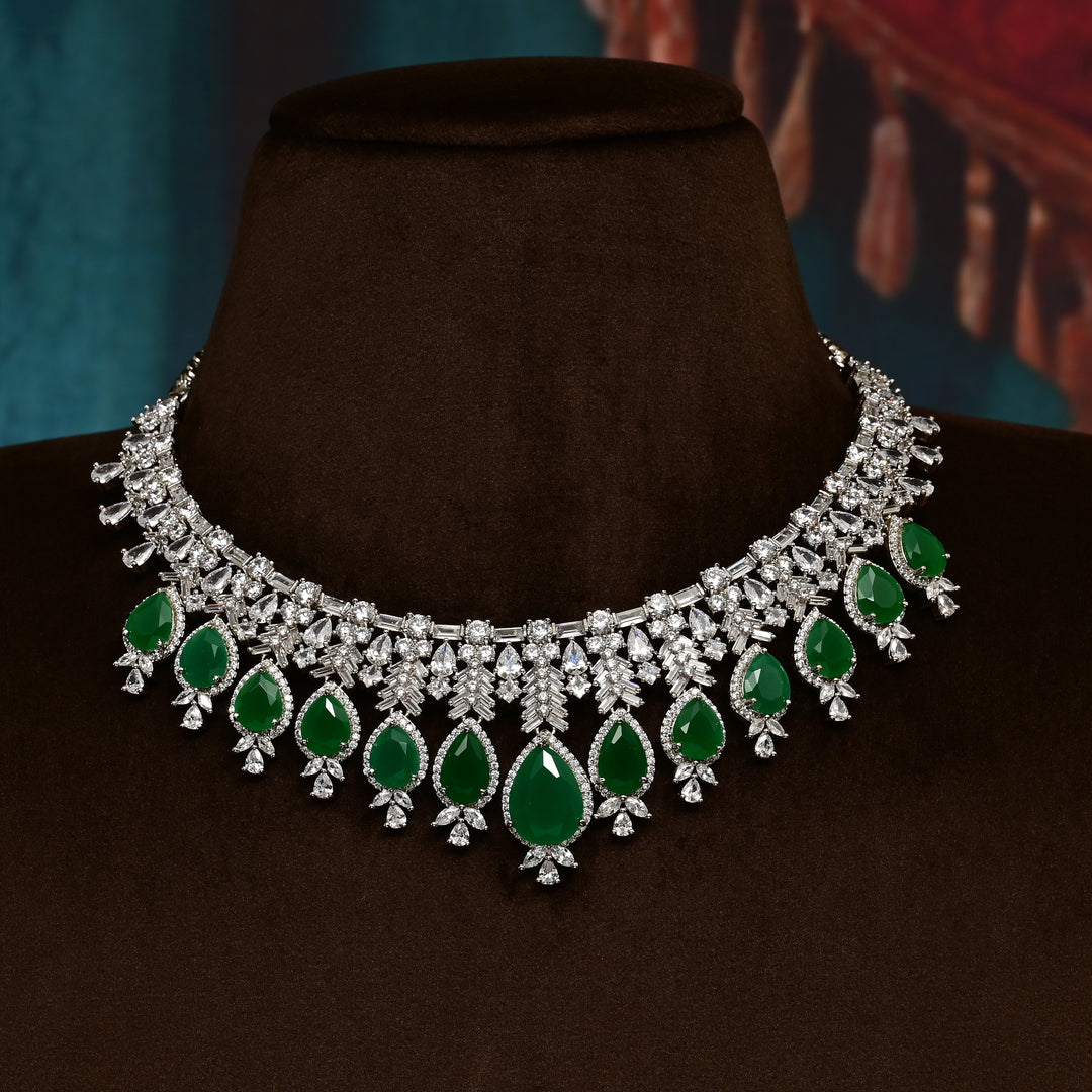 CZ Emerald Necklace Set