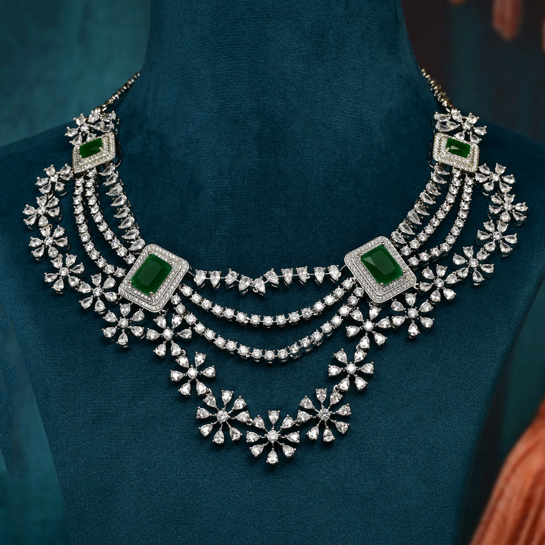 CZ Emerald Necklace Set