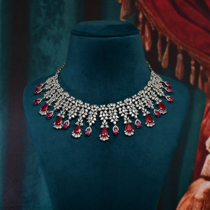 CZ Ruby Necklace Set