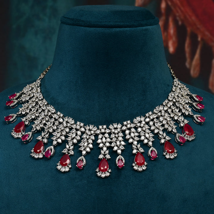 CZ Ruby Necklace Set
