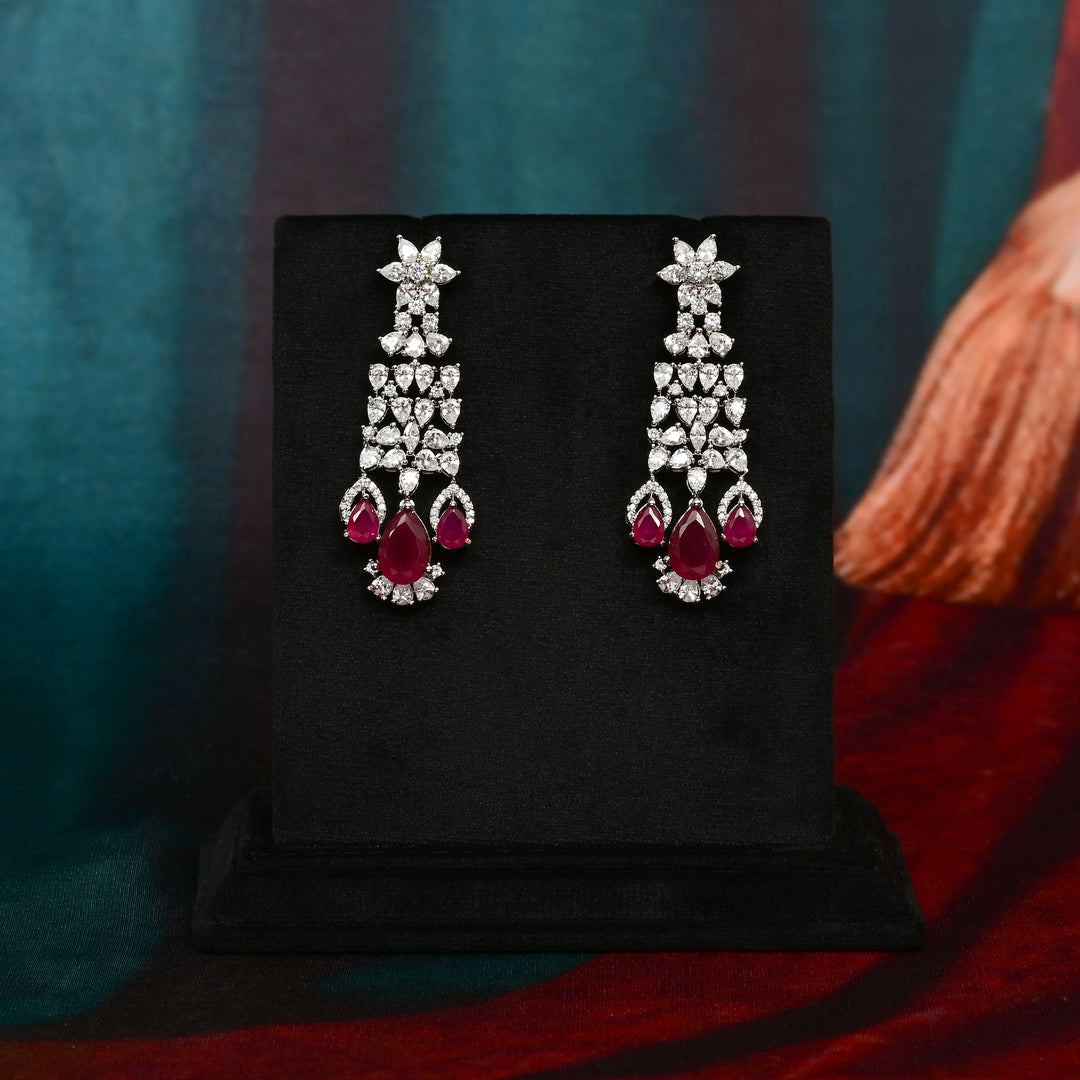 CZ Ruby Necklace Set