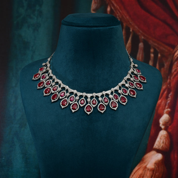 CZ Ruby Necklace Set