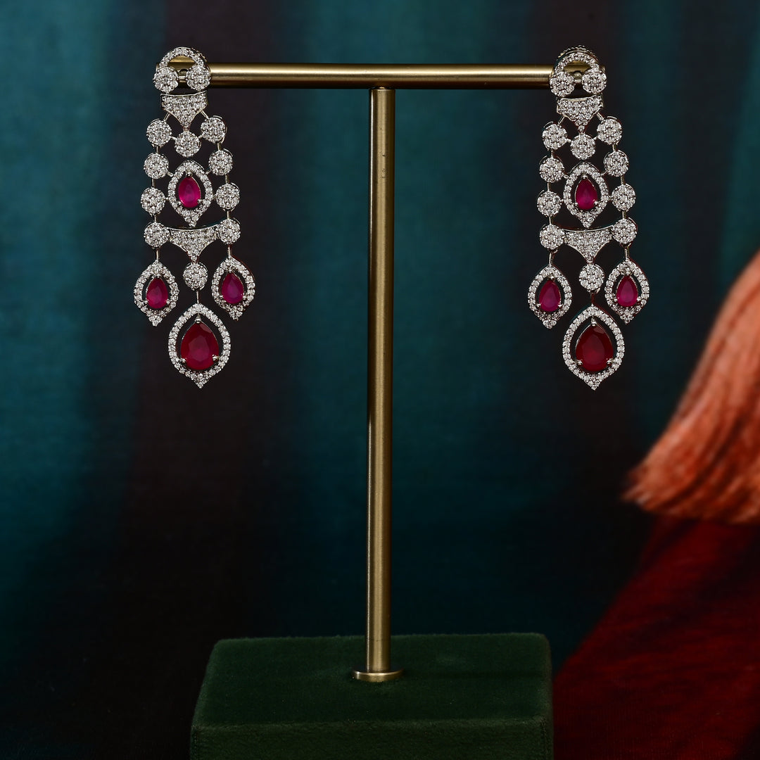 CZ Ruby Necklace Set