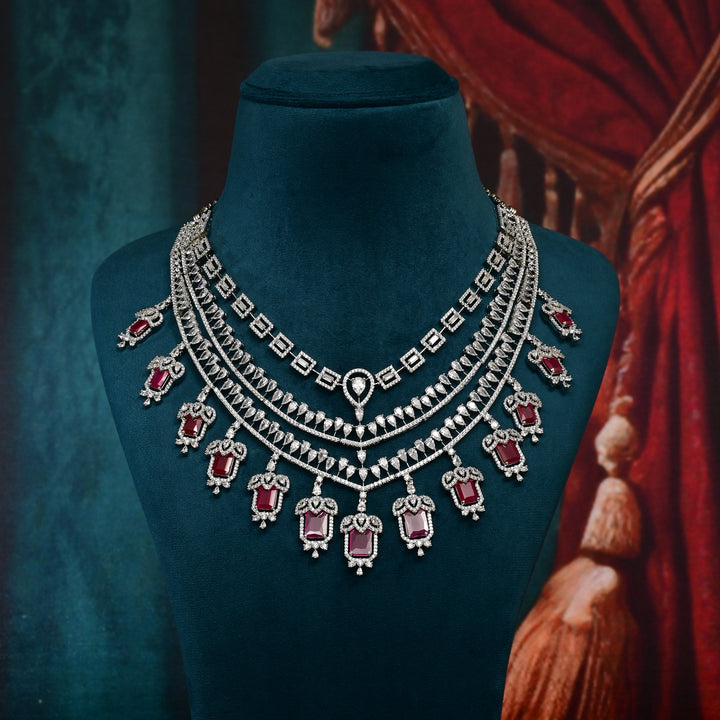 CZ Ruby Necklace Set