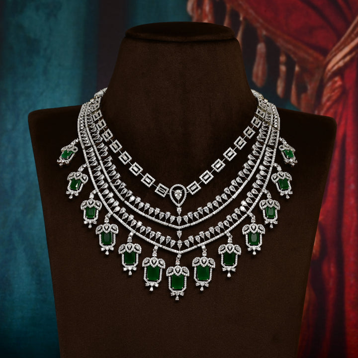CZ Emerald Necklace Set