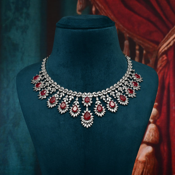 CZ Ruby Necklace Set