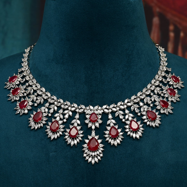 CZ Ruby Necklace Set