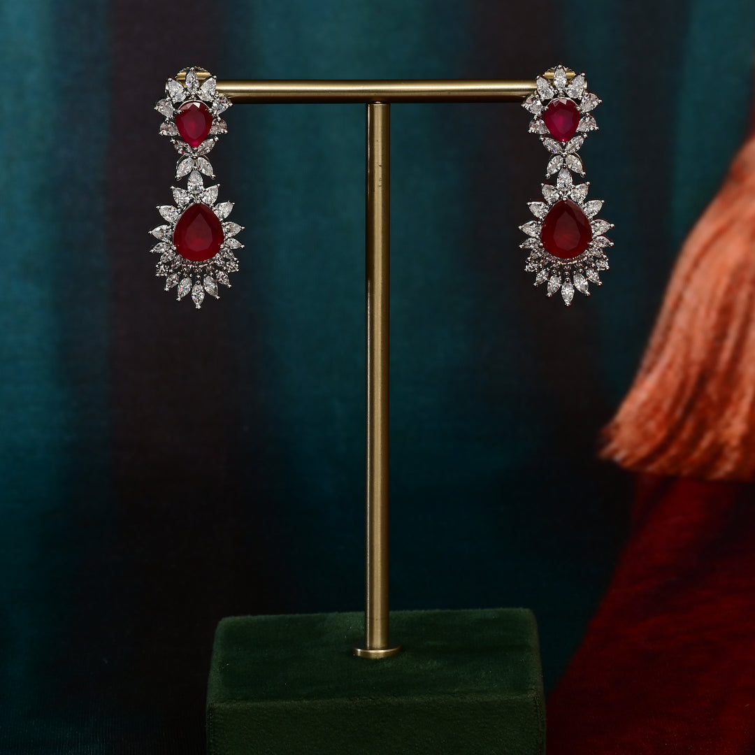 CZ Ruby Necklace Set