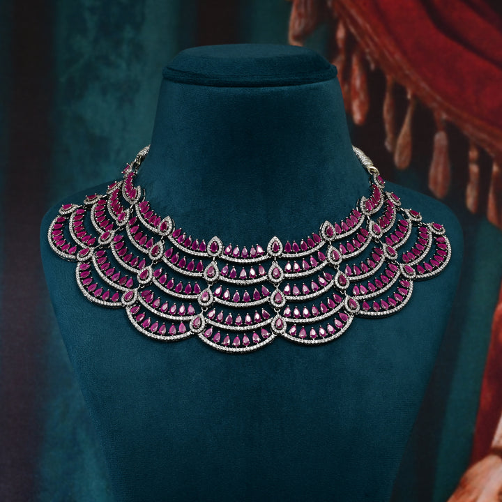 CZ Ruby Necklace Set