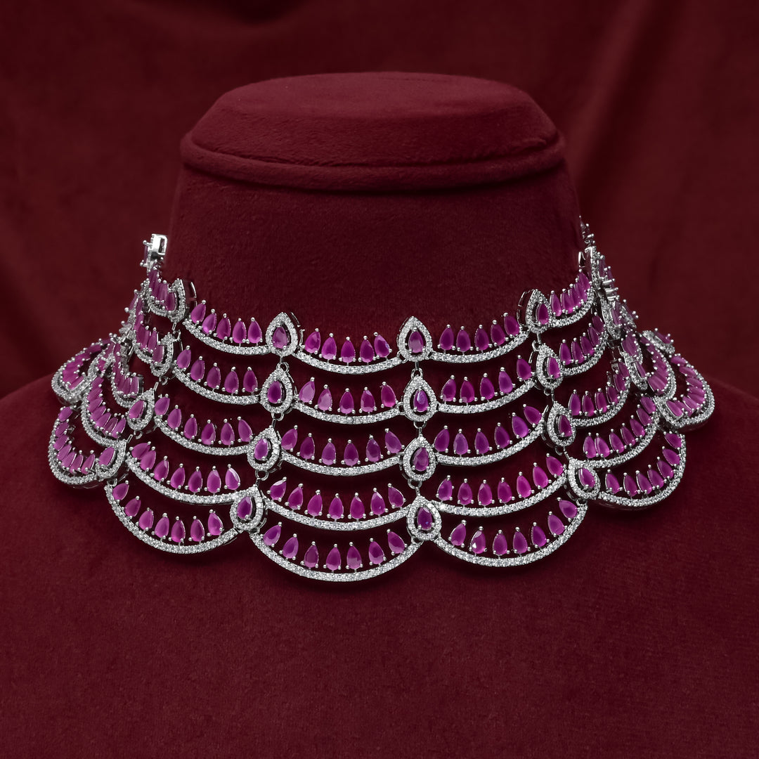 CZ Ruby Necklace Set