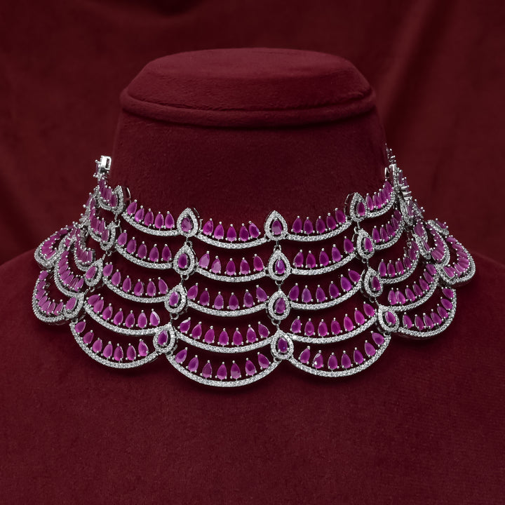 CZ Ruby Necklace Set