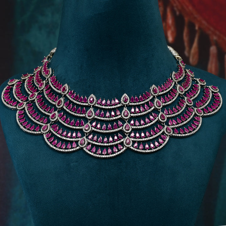 CZ Ruby Necklace Set
