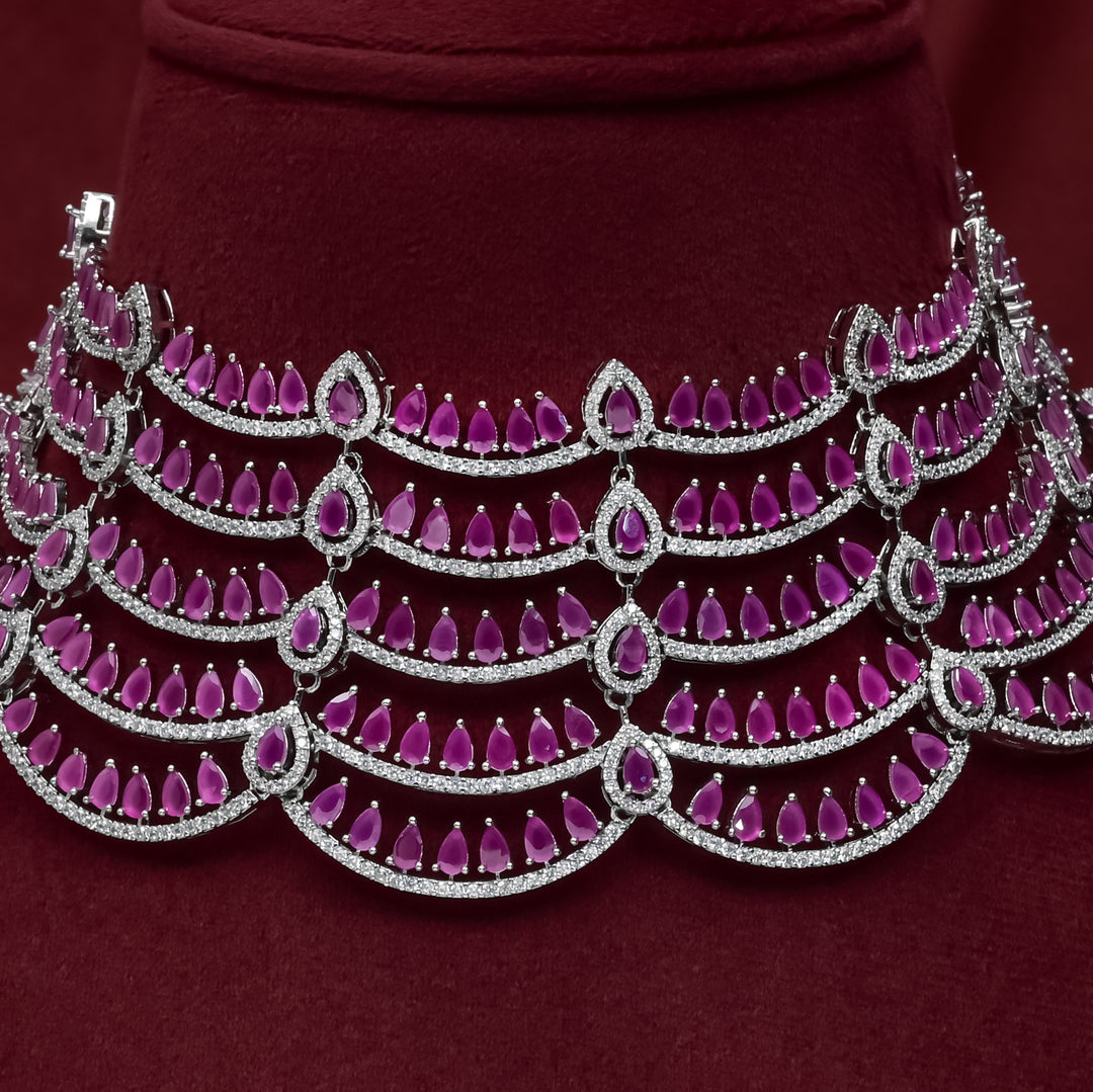 CZ Ruby Necklace Set