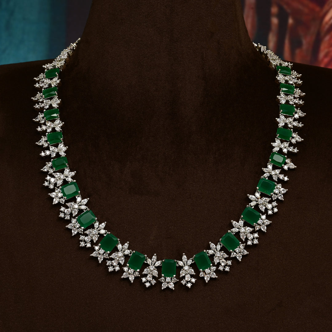 CZ Emerald Necklace Set