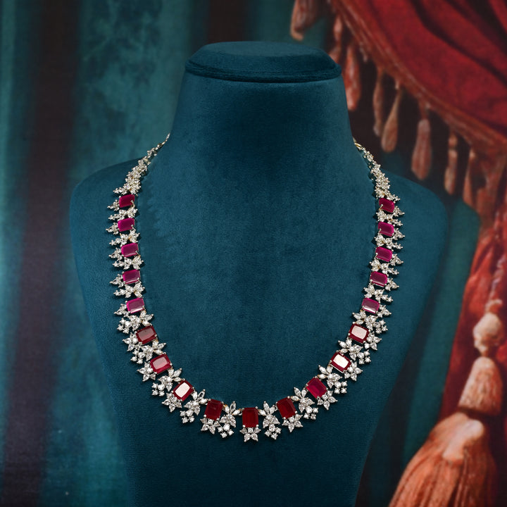 CZ Ruby Necklace Set