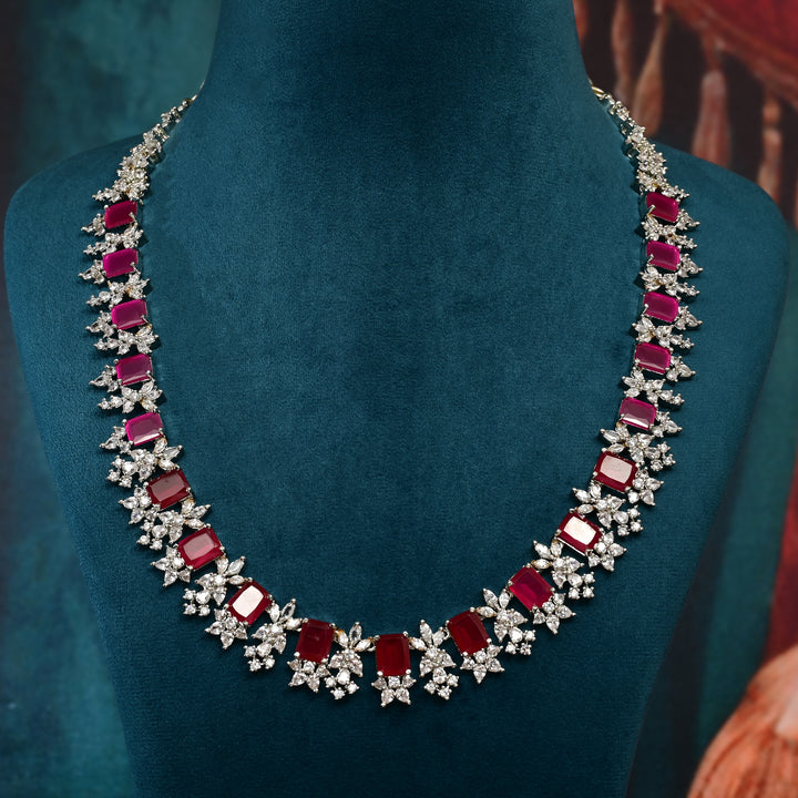 CZ Ruby Necklace Set