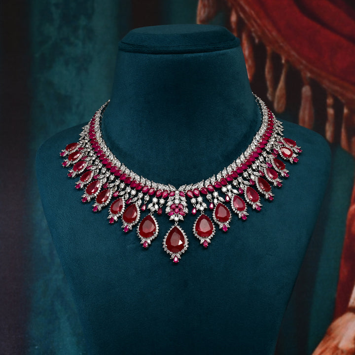 CZ Ruby Necklace Set