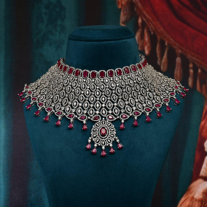 CZ Ruby Necklace Set
