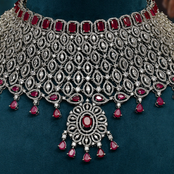 CZ Ruby Necklace Set
