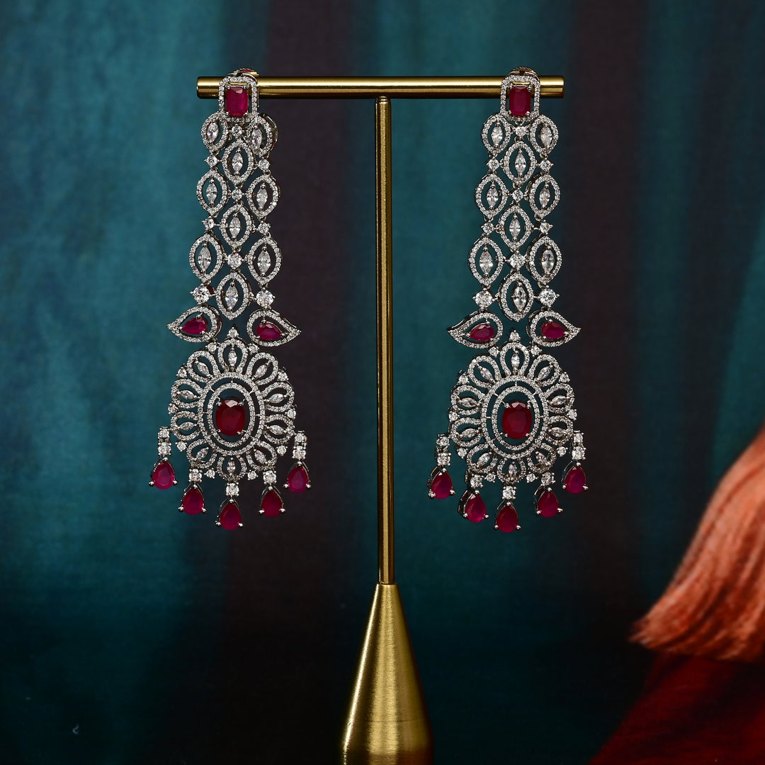 CZ Ruby Necklace Set