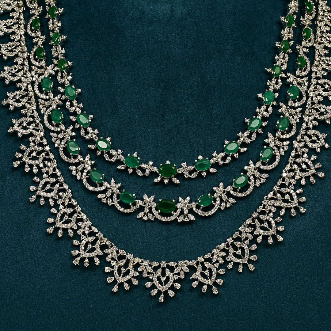 CZ Emerald Necklace Set