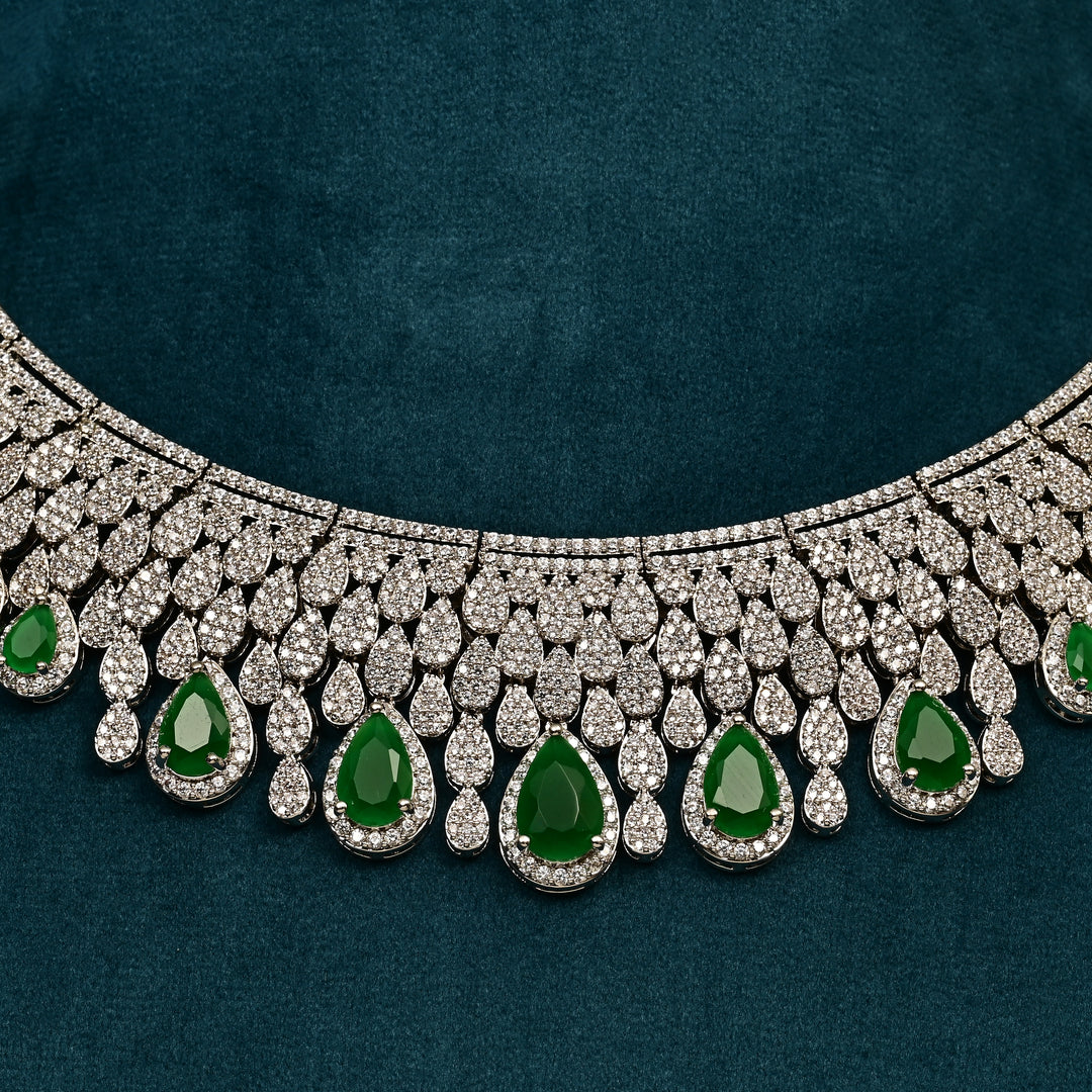 CZ Emerald Necklace Set