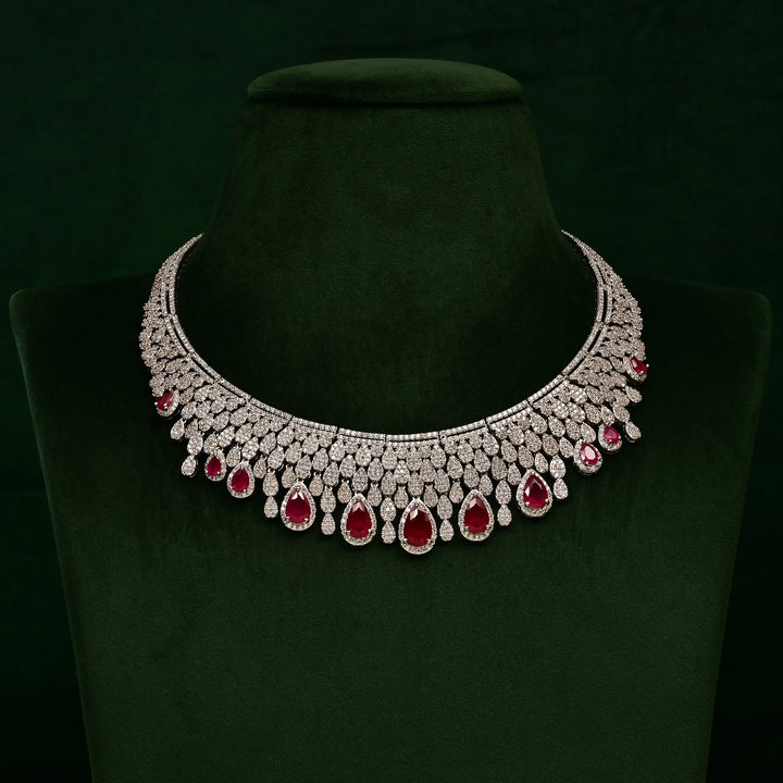 CZ Ruby Necklace Set