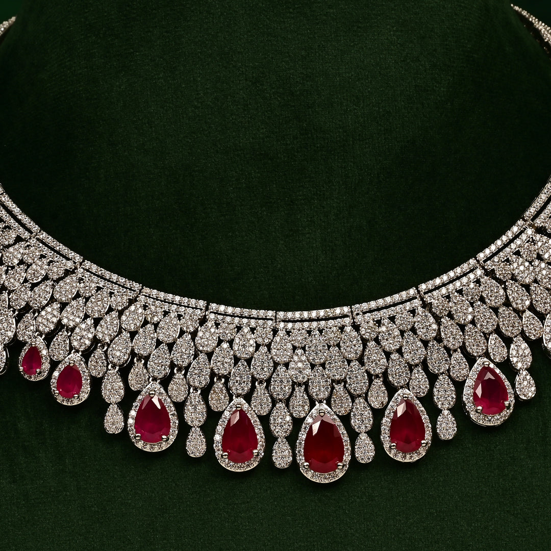 CZ Ruby Necklace Set