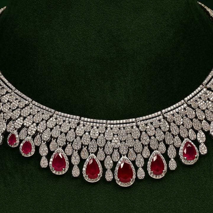 CZ Ruby Necklace Set